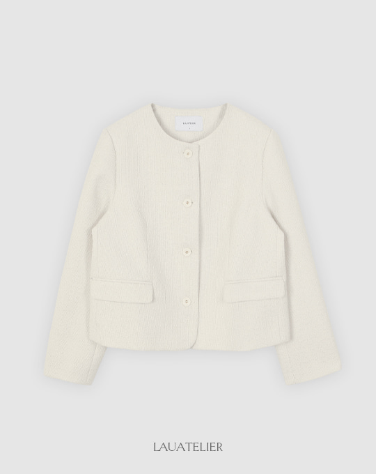 [LAUATELIER] Hag tweed short jacket (Ivory)