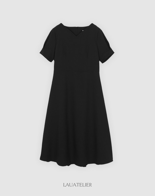 [LAUATELIER] Louny V-neck long dress (Black)