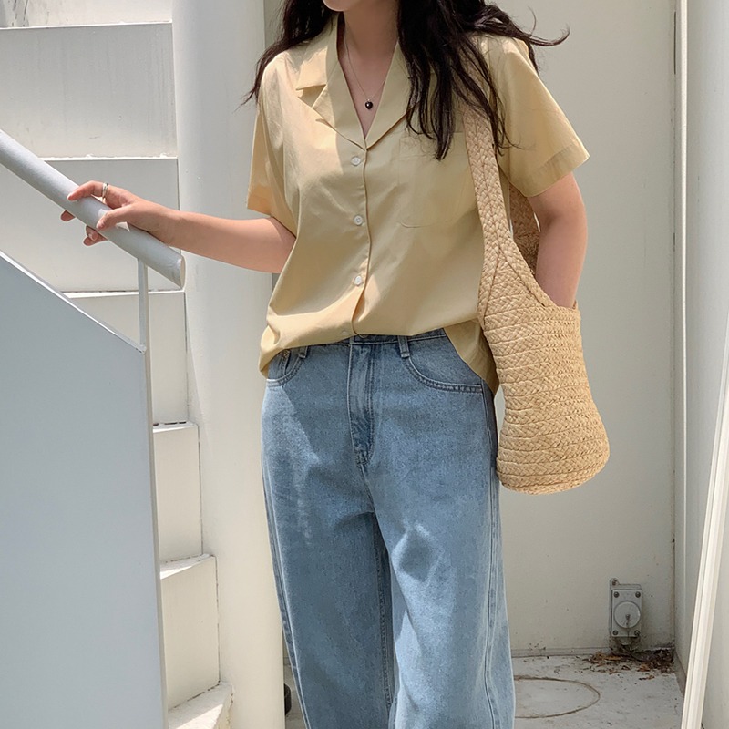 [Made Lauren]드엔 더블 카라 반팔 셔츠 - 3 color