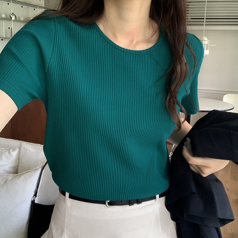 [Made Lauren]티나 골지 세미크롭 반팔 티셔츠 - 5 color
