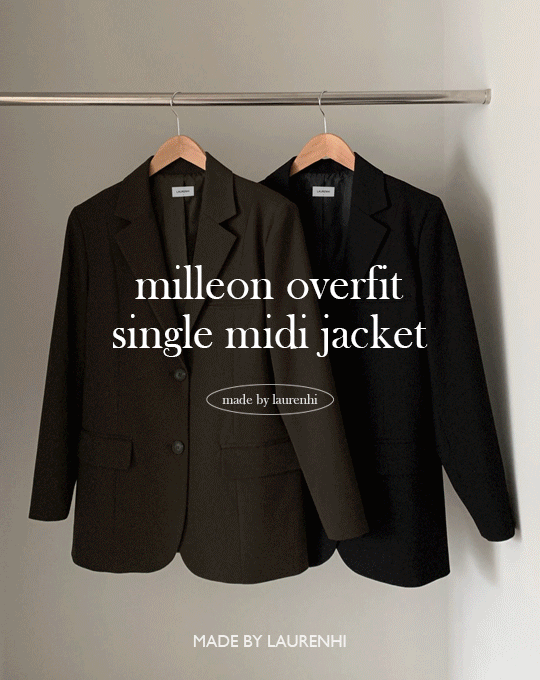 [Made Lauren]밀런 오버핏 싱글 미디 자켓 - 2 color