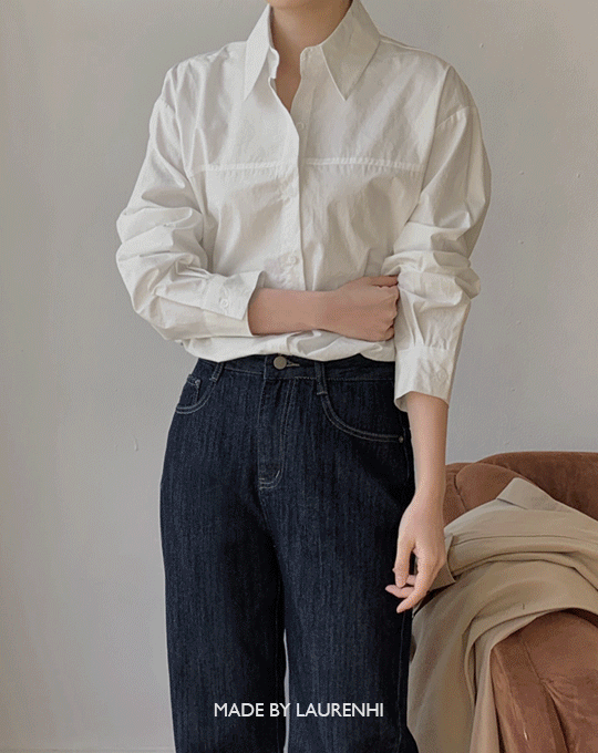 [Made Lauren]스턴 절개 포인트 코튼 셔츠 - 4 color