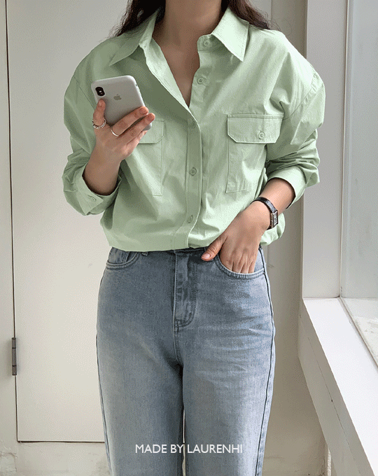 [가을🍂셔츠][Made Lauren]샤벳 버튼 포켓 루즈핏 코튼 셔츠 - 3 color