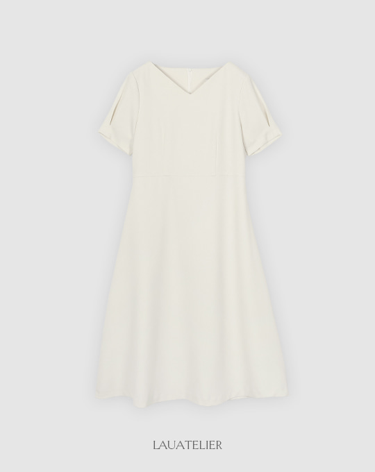 [LAUATELIER] Louny V-neck long dress (Cream)