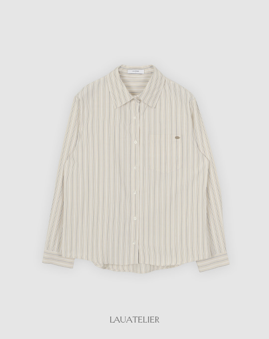 [LAUATELIER] Ripple stripe shirts (Cream beige)