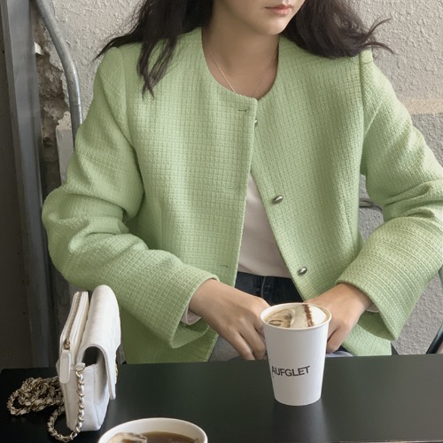 [Made Lauren]르벨 에그버튼 트위드 숏 자켓 - 3 color